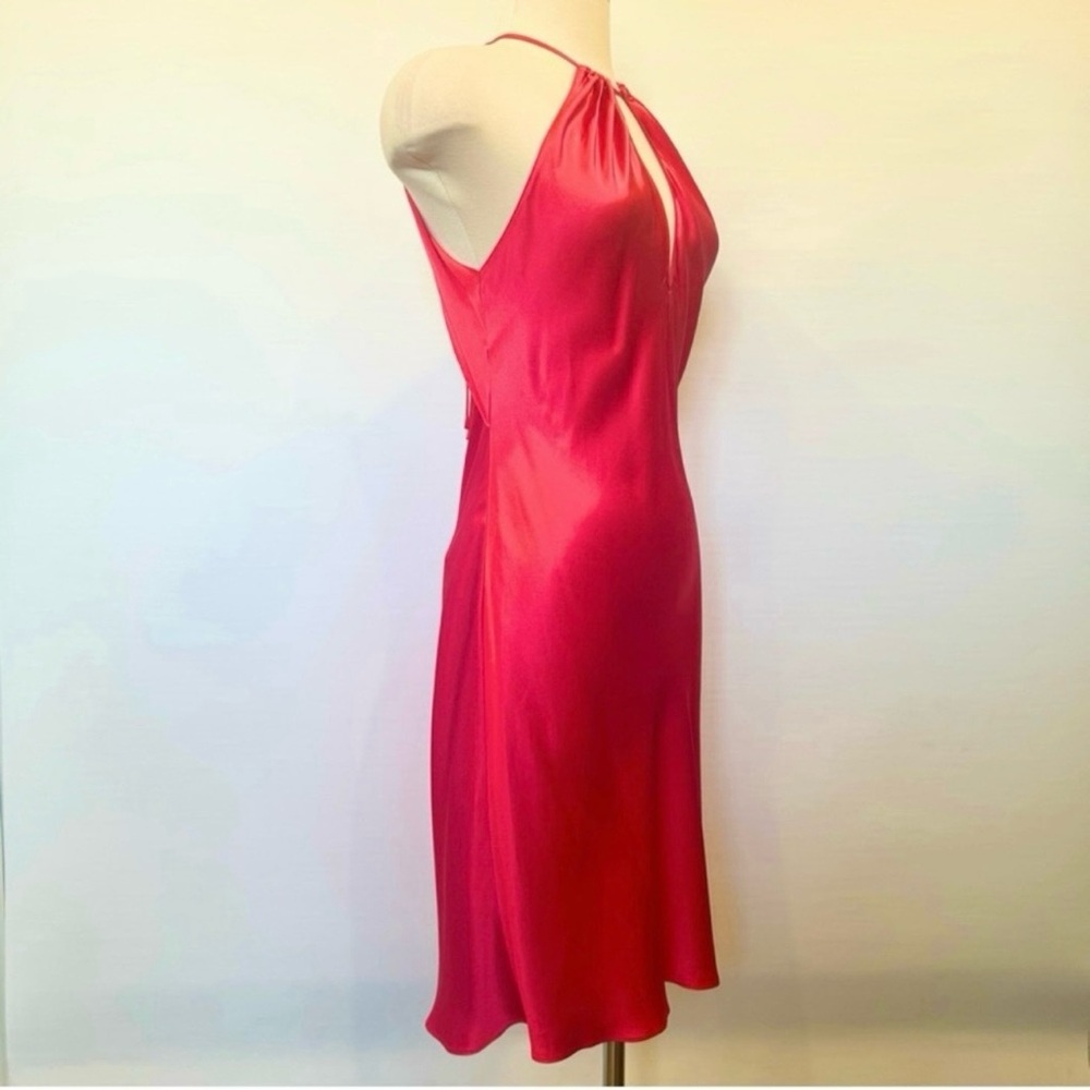 Y2K Victoria’s Secret 100% Silk Red Bias Cut Vintage Halter Keyhole Slip Dress M - Picture 8 of 9
